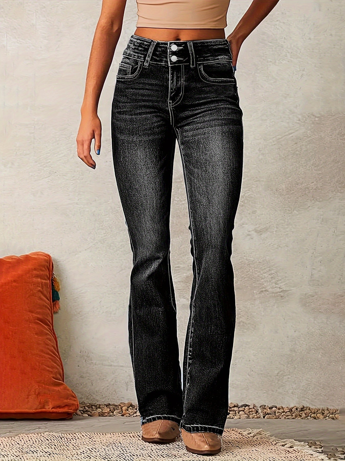 High-Waisted Bootcut Jeans