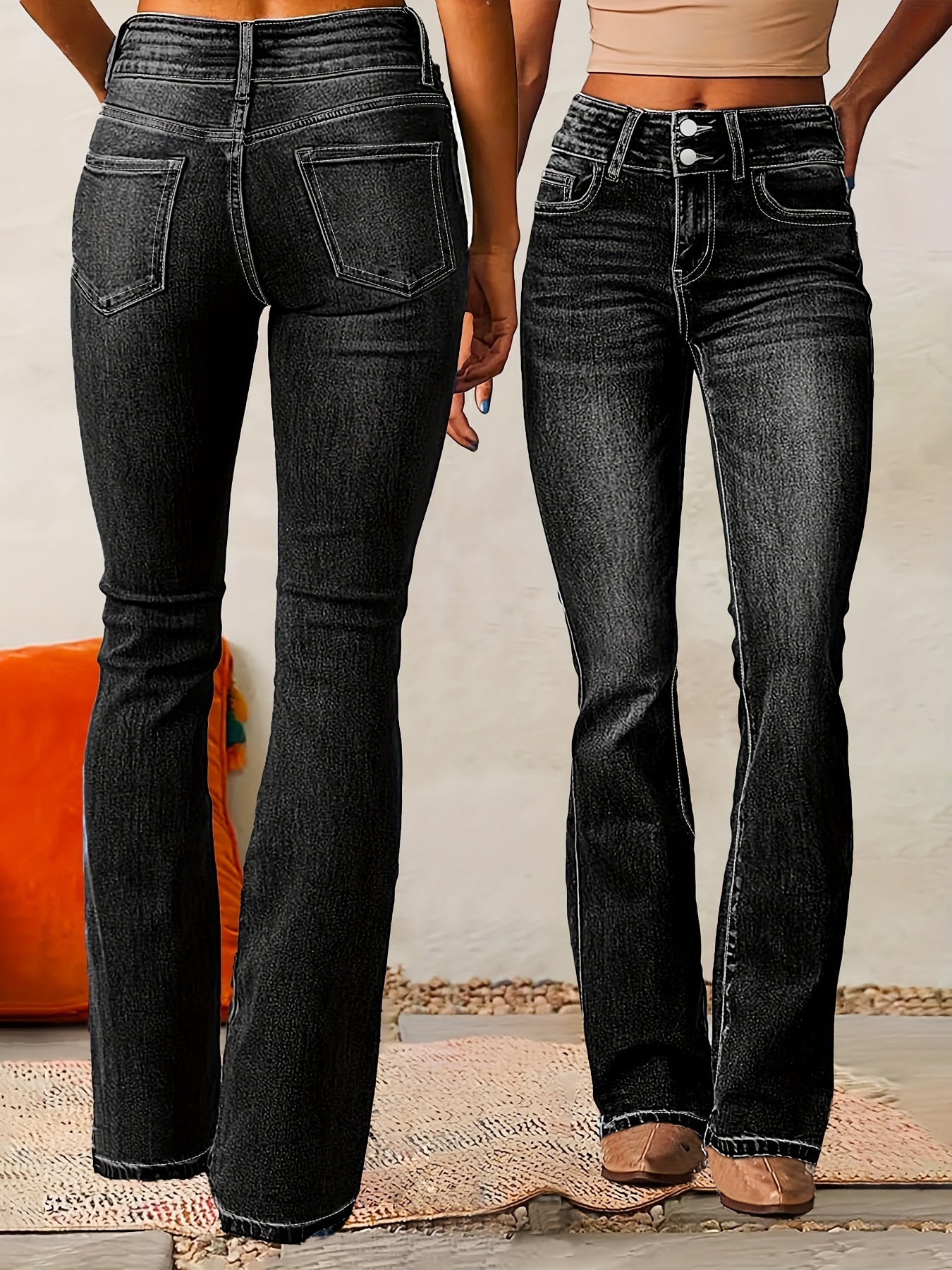 High-Waisted Bootcut Jeans