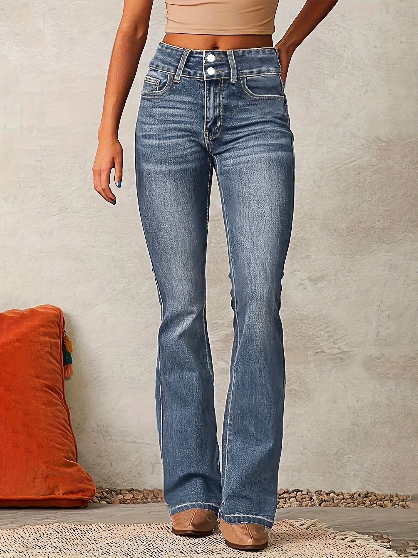 High-Waisted Bootcut Jeans