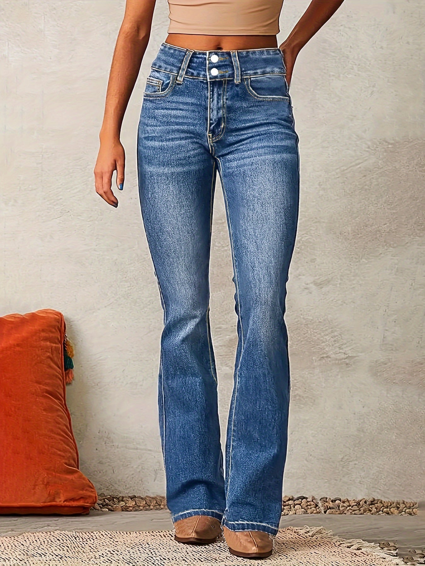 High-Waisted Bootcut Jeans