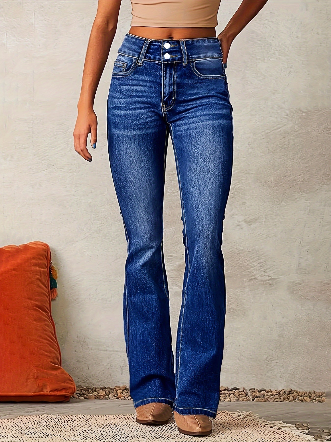 High-Waisted Bootcut Jeans