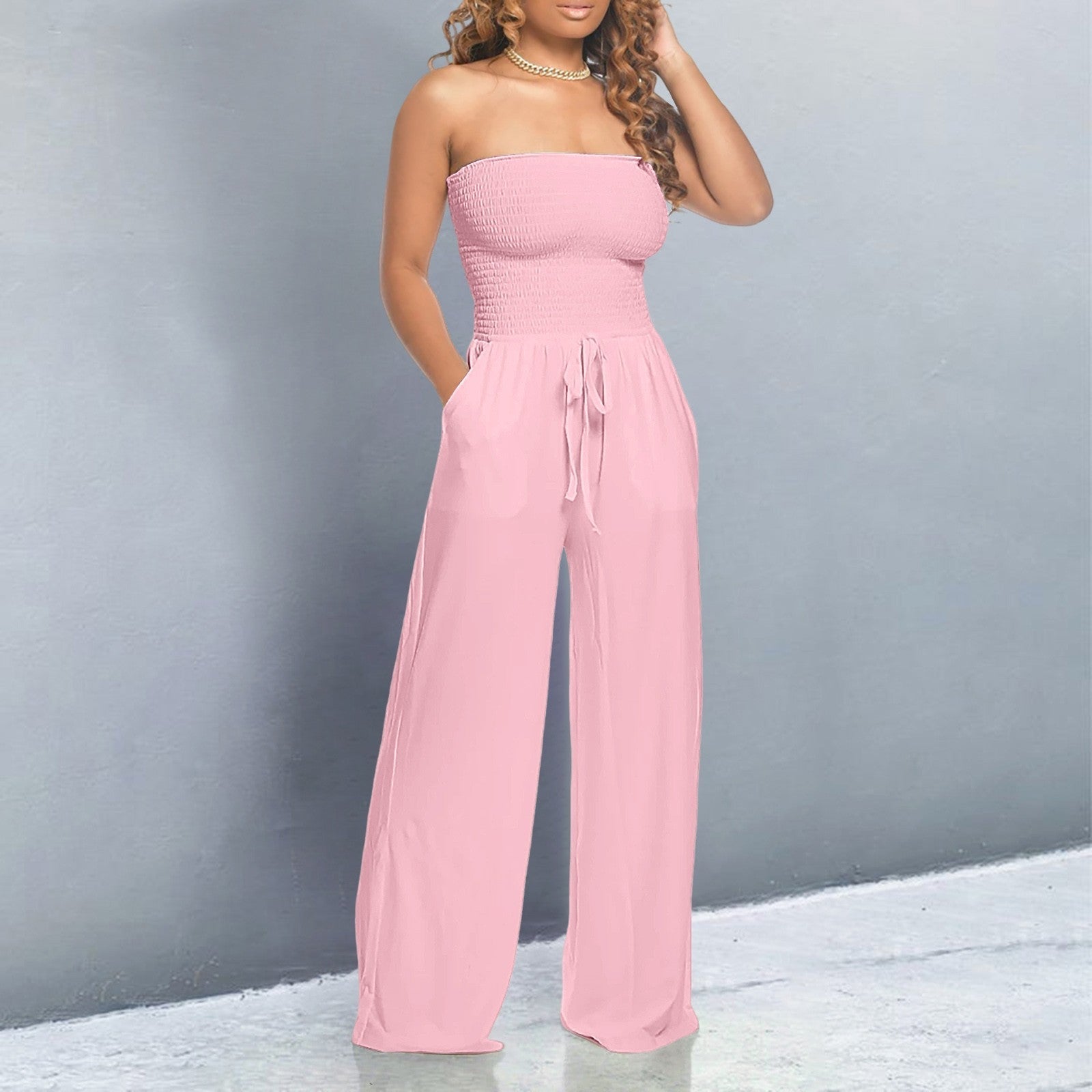 ELEGANCE STRAPLESS FLOWY JUMPSUIT