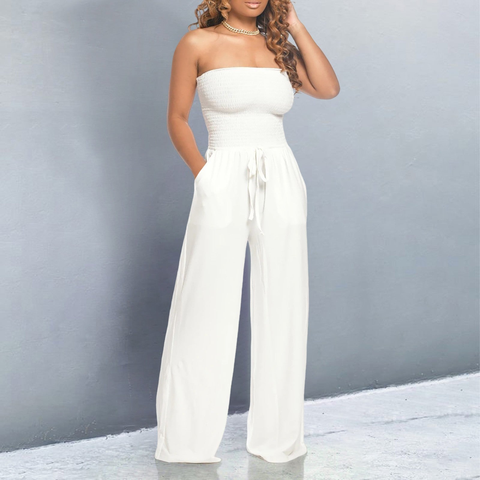 ELEGANCE STRAPLESS FLOWY JUMPSUIT